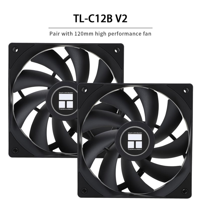 Thermalright مبرد وحدة المعالجة المركزية Phantom Spirit 120 SE أسود، مروحتان TL-C12B V2 PWM وأبراج مزدوجة، 7 أنابيب حرارية، مبرد لوحدة المعالجة المركزية AM4/AM5 وIntel LGA1851/1700/115X/1200، تبريد وحدة المعالجة المركزية للكمبيوتر، أسود - Image 5